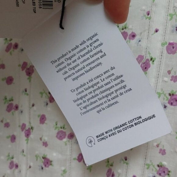 ANTHROPOLOGIE Selected Femme White ruffled peasant short sleeves top flower - Picture 13 of 15